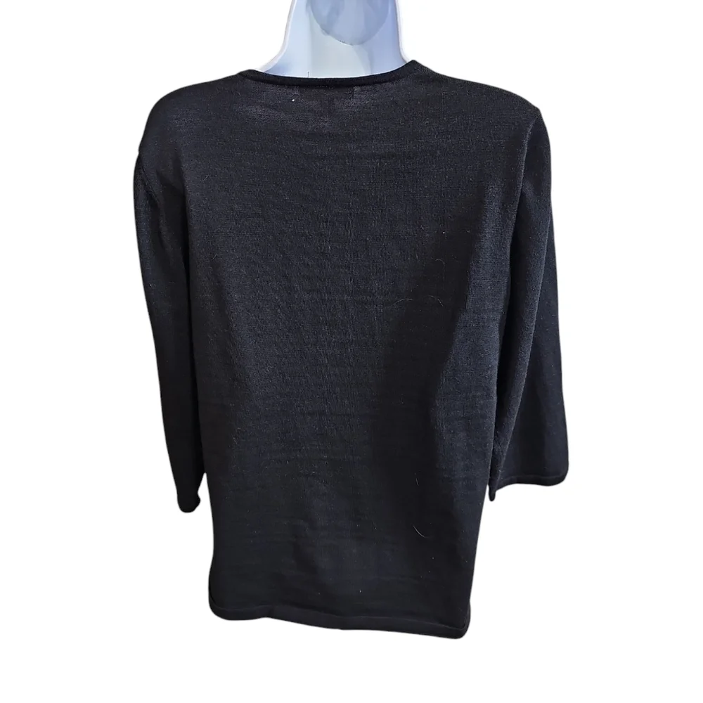 CABLE & GAUGE Women's XL Black Rayon Blend Zip-Front Tunic Minimalist Luxury - Picture 3 of 7